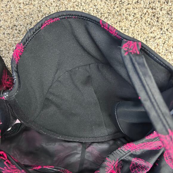 Torrid Black Pink Pineapple Tankini Top Size 3X Ruched Underwire - Picture 6 of 10